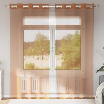 Gordijnen voile met doorvoertules 2 st terracotta