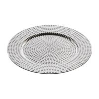 Kaarsenbord/plateau - rond - zilver - kunststof - D33 cm - Kaarsenonderzetter