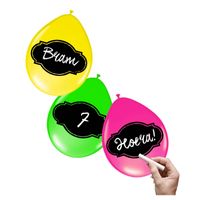 6x stuks Neon kleur ballonnen beschrijfbaar - thumbnail