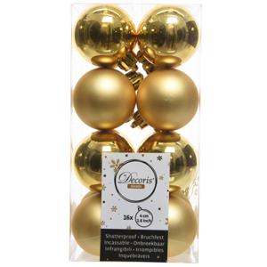 Decoris kleine kerstballen - 16x st - goud - 4 cm - kunststof - onbreekbare kerstballen