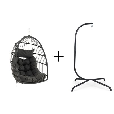 Hangstoel + Hangstoelset PE-Rattan Hangmand Stoel Metaal Frame