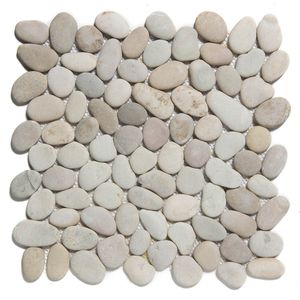 Tegelsample: The Mosaic Factory Natural Stone riviersteen mozaïek tegels 31x30 tan