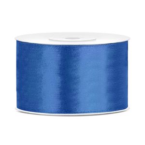 1x Koningsblauwe satijnlint rollen 3,8 cm x 25 meter cadeaulint verpakkingsmateriaal - Cadeaulinten