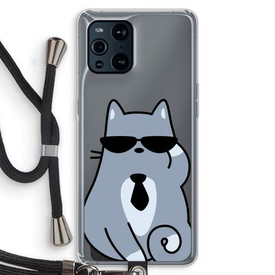 Cool cat: Oppo Find X3 Transparant Hoesje met koord