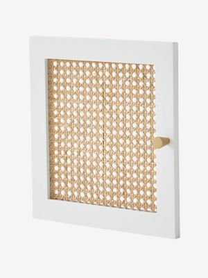 Rieten deur voor meubel met vakjes wit