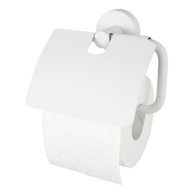 Haceka Kosmos toiletrol houder met klep rond wit mat