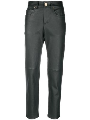 Lorena Antoniazzi pantalon slim en cuir - Vert