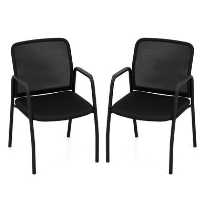 Conferentiestoelen Set van 2 Bezoekersstoelen met Armleuningen Rugleuning van Netstof en Gevoerde Zitting Bureaustoelen tot 150 kg Belastbaar