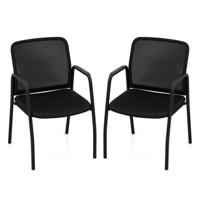 Conferentiestoelen Set van 2 Bezoekersstoelen met Armleuningen Rugleuning van Netstof en Gevoerde Zitting Bureaustoelen tot 150 kg Belastbaar