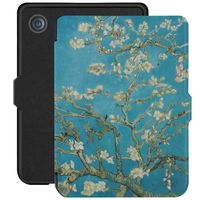 Lunso - Kobo Clara 2E hoes (6 inch) - Vegan Saffiano Leren sleep cover - Van Gogh Amandelbloesem