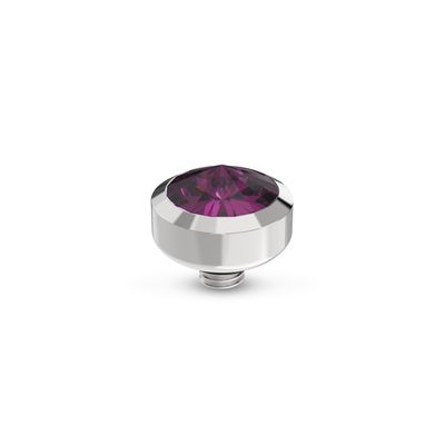 Melano Twisted Glossy Steentje Amethyst Zilver