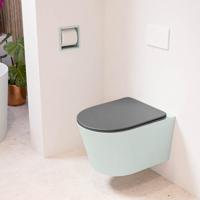 Wandcloset Mondiaz Lavie | Zonder spoelrand | Incl.Toiletzitting-Dark Grey | Keramiek | Greey (licht grijs)