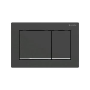 Geberit Drukplaat Omega 30 voor 2-toets Spoeling met Glansverchroomde Designstroken Mat Zwart