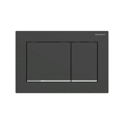 Geberit Drukplaat Omega 30 voor 2-toets Spoeling met Glansverchroomde Designstroken Mat Zwart