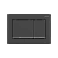 Geberit Drukplaat Omega 30 voor 2-toets Spoeling met Glansverchroomde Designstroken Mat Zwart Geberit Drukplaat Omega 30 voor 2-toets Spoeling met Glansverchroomde Designstroken Mat Zwart