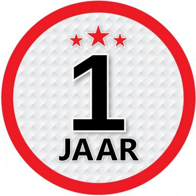 1 jaar leeftijd sticker - rond - Dia 15 cm - 1 jaar verjaardag - jubileum - leeftijd versiering