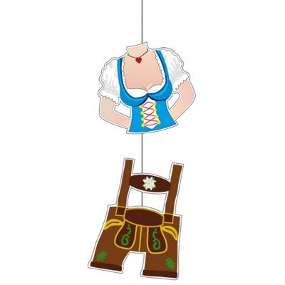 Hangdecoratie lederhosen Oktoberfest - 70 x 23 cm - Bierfeest feestartikelen - Versiering