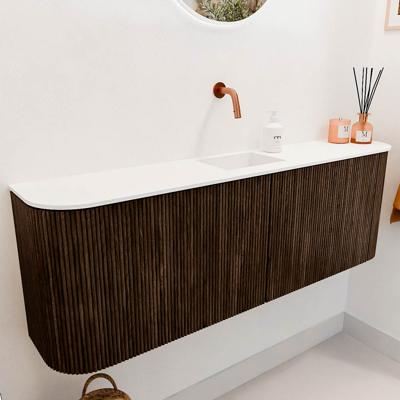 Toiletmeubel Mondiaz Joya | 123.2 cm | Meubelkleur Walnut | Faye wastafel Talc Midden | Zonder kraangat(en) Toiletmeubel Mondiaz Joya | 123.2 cm | Meubelkleur Walnut | Faye wastafel Talc Midden | Zonder kraangat(en)