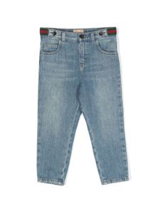 Gucci Kids Web-stripe straight-leg jeans - Bleu