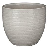 Mica Decorations Plantenpot/bloempot - terracotta - lichtgrijs flakes relief - D16/H14 cm