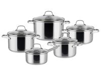 SILVERCREST Set van 5 RVS pannen (Glazen deksel)
