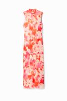 Tulen midi-jurk met bloemen - RED - M