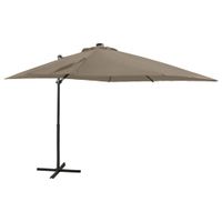 VidaXL Zweefparasol met paal en led-verlichting 250 cm taupe