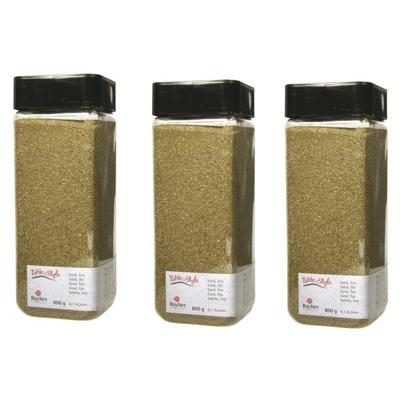 Fijn decoratie zand - 3x - goud - 475 ml - decoratie - zandkorrels - bloempot/vaas/knutselen