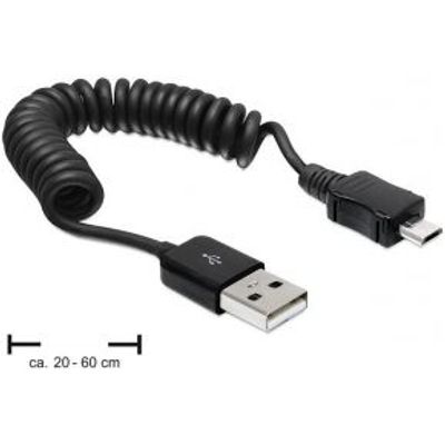 Delock 83162 Kabel USB 2.0-A male > USB micro-B male spiraalkabel