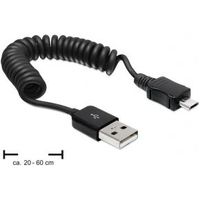 DeLOCK USB 2.0-A/USB micro-B 0.6m USB-kabel 0,6 m USB A Micro-USB B Zwart - thumbnail