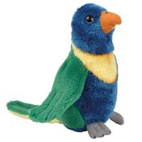 Pluche knuffel Lori parkiet - blauw/groen - tropische vogel knuffeldieren - 15 cm