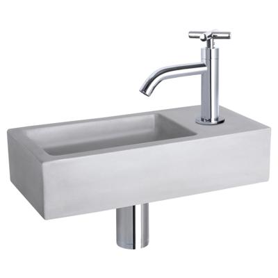 Differnz Ravo fonteinset beton lichtgrijs - kraan kruis - 38.5 x 18.5 x 9 cm - chroom