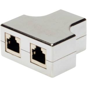 Digitus RJ45 Netwerk Adapter CAT 5, CAT 5e [2x RJ45-stekker - 1x RJ45-stekker] Grijs