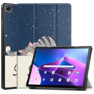 Lunso - Lenovo Tab M10 Plus Gen 3 (3e generatie) - Tri-Fold Bookcase hoes - Lazy Cat