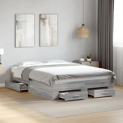 Bedframe met lades bewerkt hout grijs sonoma eiken 140x190 cm
