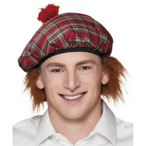 Schotse verkleed pet rood met haar   -