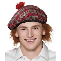 Schotse verkleed pet rood met haar   - - thumbnail