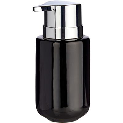 Berilo zeeppompje/dispenser - keramiek - zwart/zilver - 350 ml - toilet/badkamer/keuken