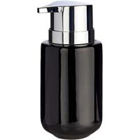 Berilo zeeppompje/dispenser - keramiek - zwart/zilver - 350 ml - toilet/badkamer/keuken