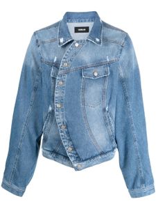 EGONlab. veste en jean à effet usé - Bleu