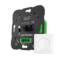 LED dimmer met draaiknop HD160W - 0.5-160W - Fase-afsnijding (trailing edge) - Wisselschakeling - Soft-start - Instelbare dimbaarheid - Inclusief wit afdekraam