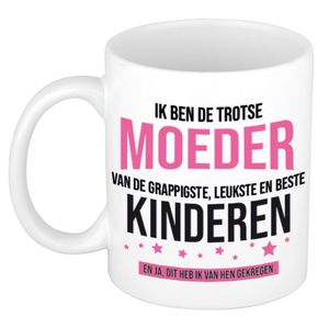 Trotse moeder van leukste kinderen cadeau koffiemok / theebeker 300 ml