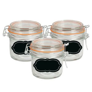 Weckpot/inmaakpot - 6x - 200 ml - glas - met beugelsluiting - incl. etiketten