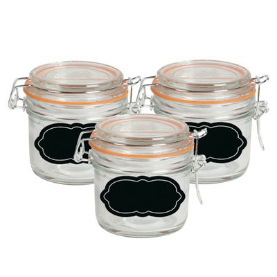 Weckpot/inmaakpot - 6x - 200 ml - glas - met beugelsluiting - incl. etiketten