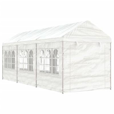 Prieel met dak 6,69x2,28x2,69 m polyetheen wit
