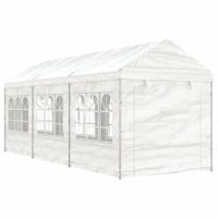Prieel met dak 6,69x2,28x2,69 m polyetheen wit