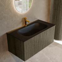 Badmeubel Mondiaz Kurve | 90 cm cm | Meubelkleur Shadow | Wastafelkleur Urban | Solid surface | Wasbak midden spoelbak | 1 kraangat