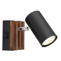 Globo PlafondlampKayden enkel zwart met hout - 57909-1