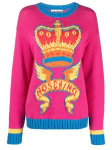 Moschino patterned-intarsia knit logo jumper - Rose