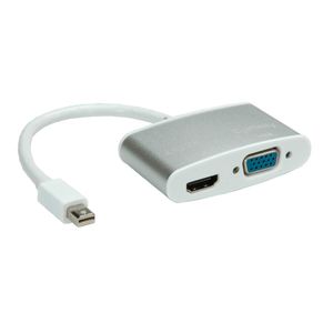 Roline 12.03.3161 DisplayPort-kabel Mini-displayport / VGA Adapterkabel Mini DisplayPort-stekker, VGA-bus 15-polig 0.10 m Zilver (metallic)